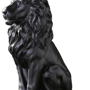H&W 15''H Lion King Statue, Nordic Style Home and Study Decoration, Collectible Figurines, Best Gift for The Man, Black (HH16-D1)