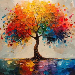 blue tree wall art