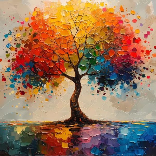 blue tree wall art